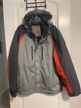 Free Country Men’s Gray and Orange Ski Jacket with Hood